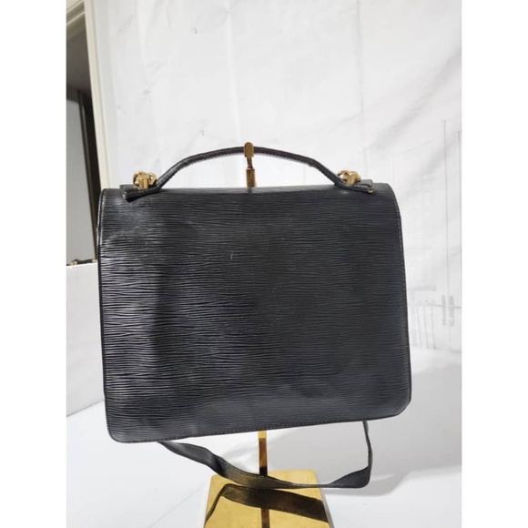 Authentic LOUIS VUITTON Epi Monceau Satchel Bag Black - Picture 4 of 14